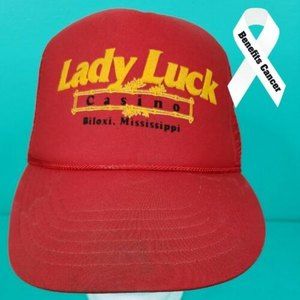 VTG Lady Luck Casino Mesh Snapback Trucker Hat Cap Biloxi Mississippi